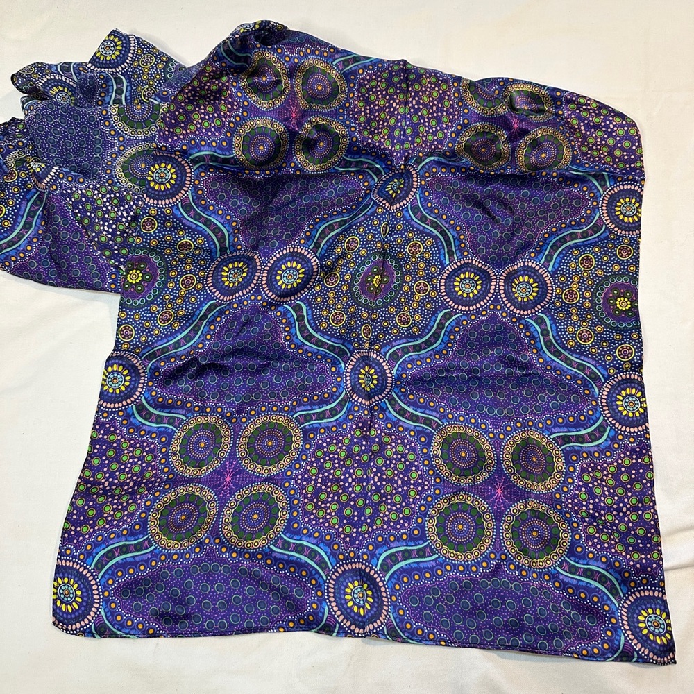 Silk Purple Australian Aboriginal Indigenous design Patterned Scarf